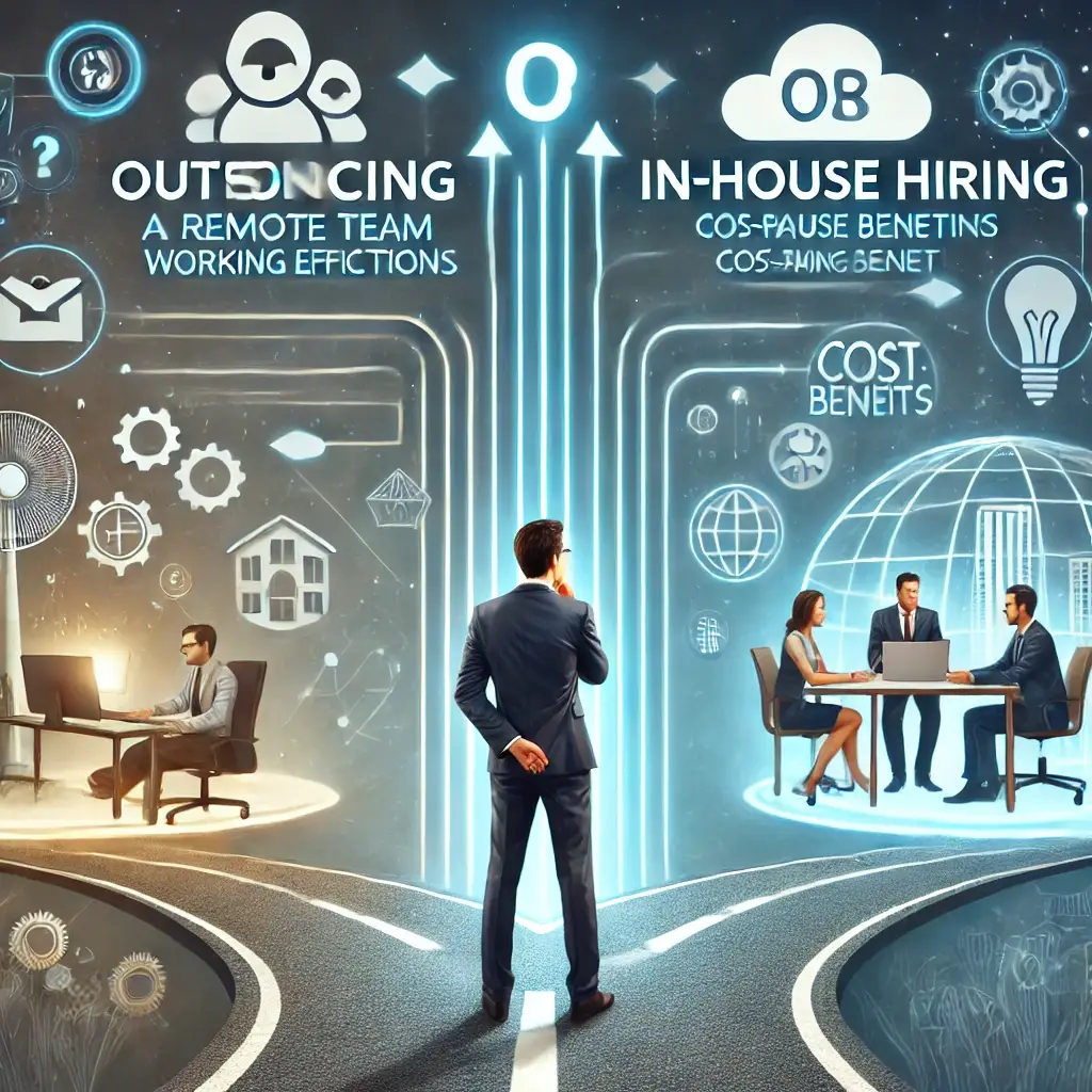 Blog_Outsourcing vs. In-House Hiring – A business owner deciding between outsourcing and in-house hiring_Str8Gen